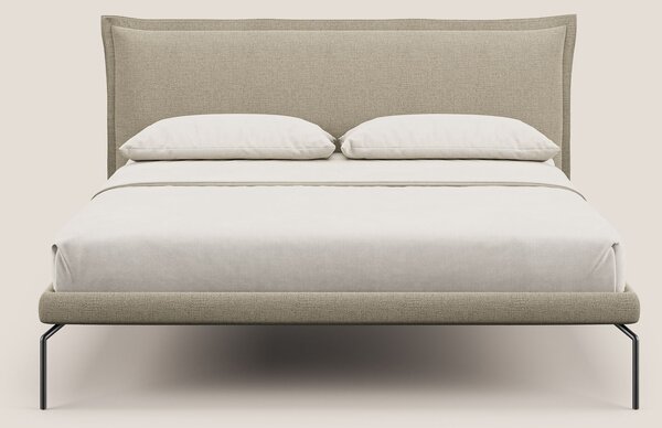 Eric letto imbottito design minimal in morbido tessuto impermeabile T1