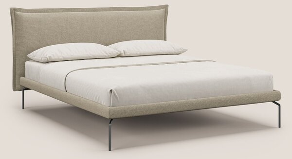 Eric letto imbottito design minimal in morbido tessuto impermeabile T1