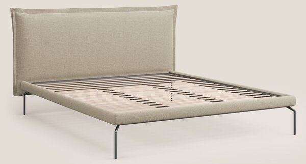 Eric letto imbottito design minimal in morbido tessuto impermeabile T1