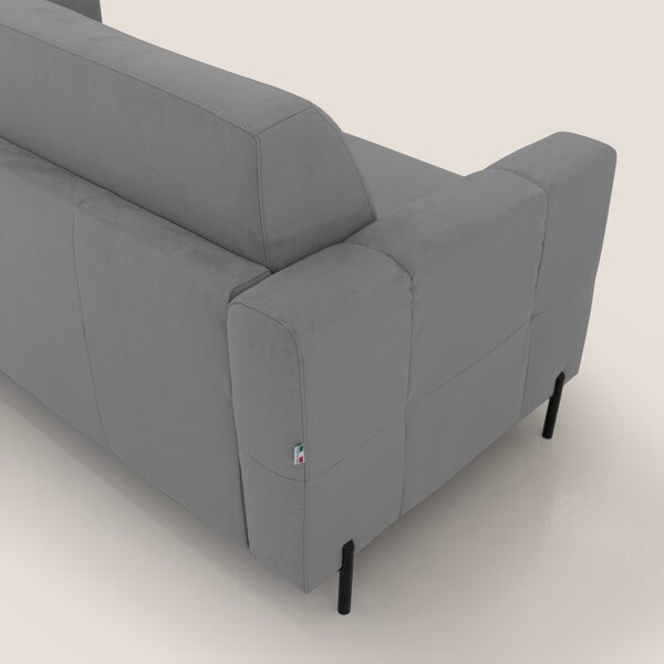 Ortensia divano letto materasso H18 cm con piedi alti in elegante micr