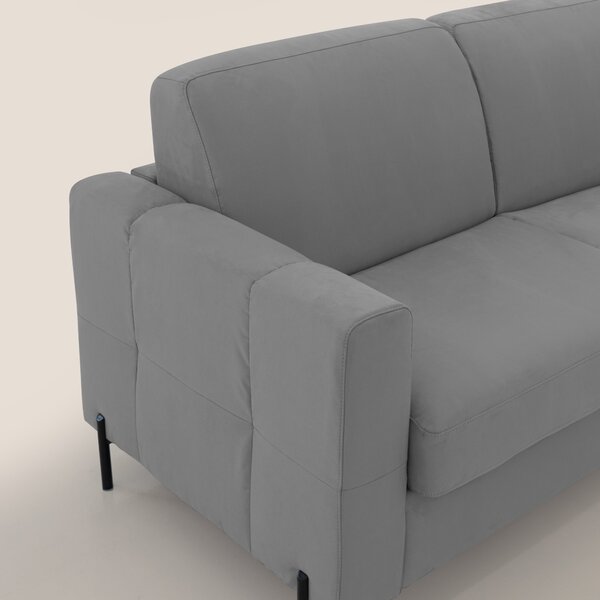 Ortensia divano letto materasso H18 cm con piedi alti in elegante micr