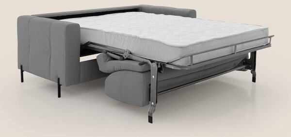 Ortensia divano letto materasso H18 cm con piedi alti in elegante micr
