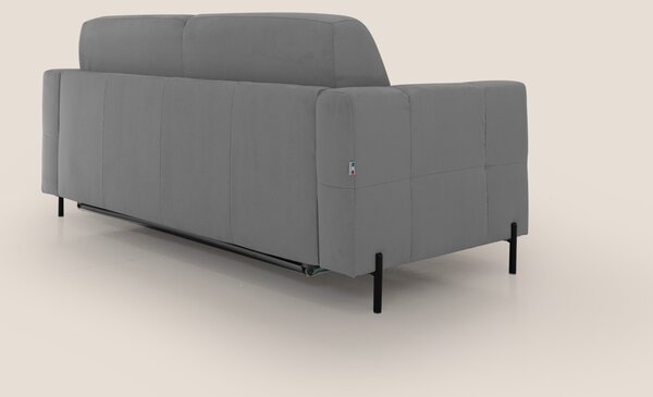 Ortensia divano letto materasso H18 cm con piedi alti in elegante micr
