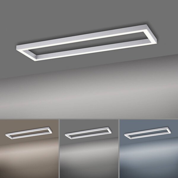 PURE Plafoniera a LED Lines Square, dimmerabile, Alluminio / Grigio / Zincato, Soggiorno / Sala da pranzo, Metallo, Moderno, Plafoniera LED