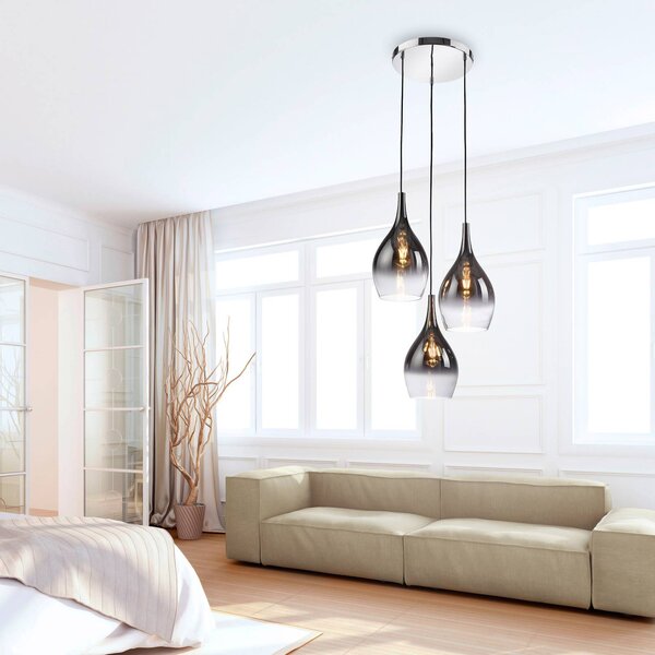 Paul Neuhaus Lampada a sospensione Pilua, dimmerabile, Alluminio / Grigio / Zincato, Soggiorno / Sala da pranzo, Vetro, Moderno, Lampada a sospensione