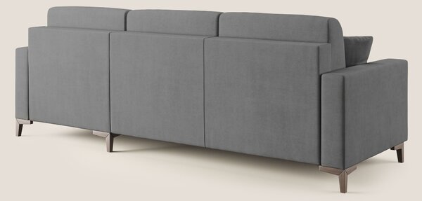 Kafka divano letto angolare in morbido tessuto impermeabile T02 grigio
