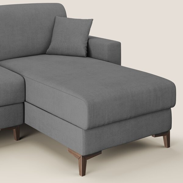 Kafka divano letto angolare in morbido tessuto impermeabile T02 grigio