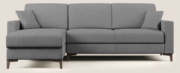Kafka divano letto angolare in morbido tessuto impermeabile T02 grigio