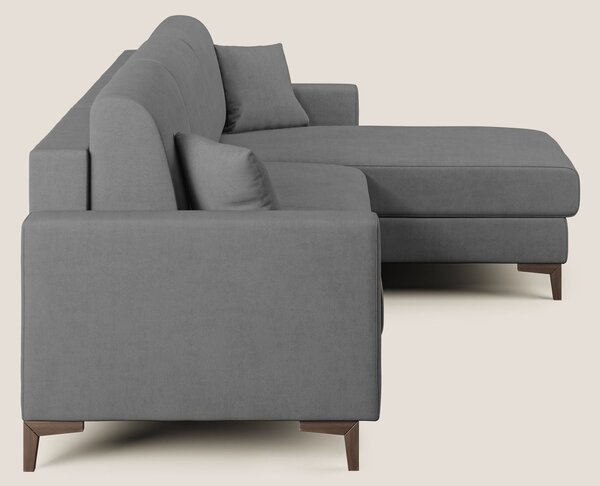 Kafka divano letto angolare in morbido tessuto impermeabile T02 grigio