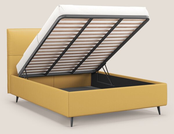 Greta letto contenitore dimensioni SLIM con testata trapuntata in ecop
