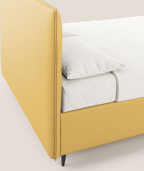 Greta letto contenitore dimensioni SLIM con testata trapuntata in ecop