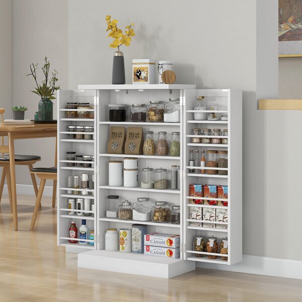 HOMCOM Armadio da Cucina con 5 Ripiani Centrali e 2 Ripiani Laterali a 6 Livelli, in MDF, 60x30x104 cm, Bianco|Aosom