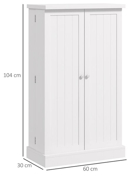 HOMCOM Armadio da Cucina con 5 Ripiani Centrali e 2 Ripiani Laterali a 6 Livelli, in MDF, 60x30x104 cm, Bianco|Aosom