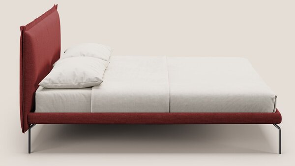 Eric letto imbottito design minimal in morbido tessuto impermeabile T1