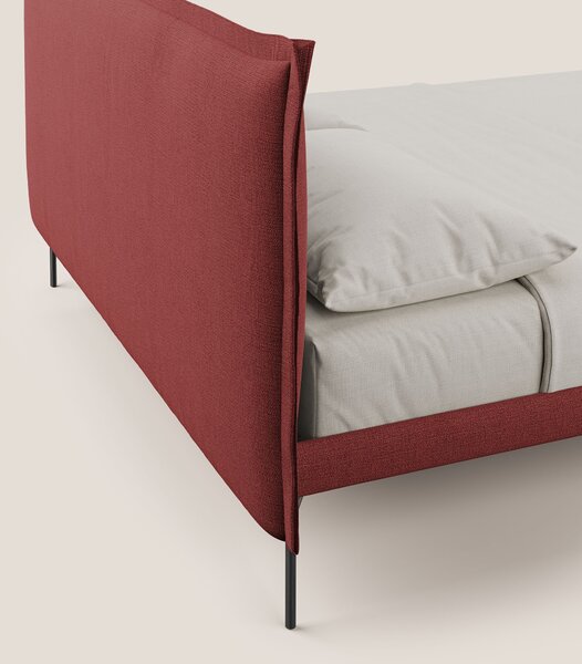 Eric letto imbottito design minimal in morbido tessuto impermeabile T1