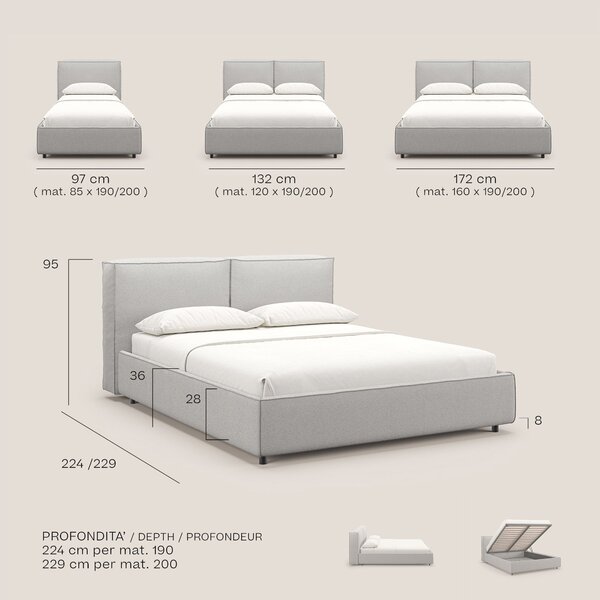 Cocoon letto imbottito contenitore sfoderabile in bouclet impermeabile