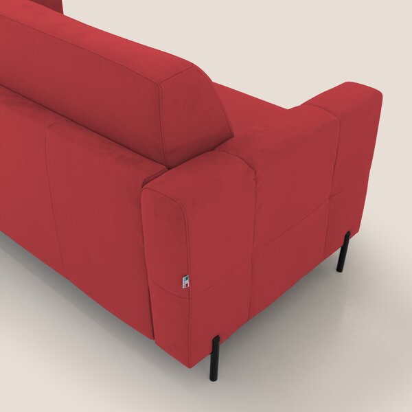 Ortensia divano letto materasso H18 cm con piedi alti in elegante micr