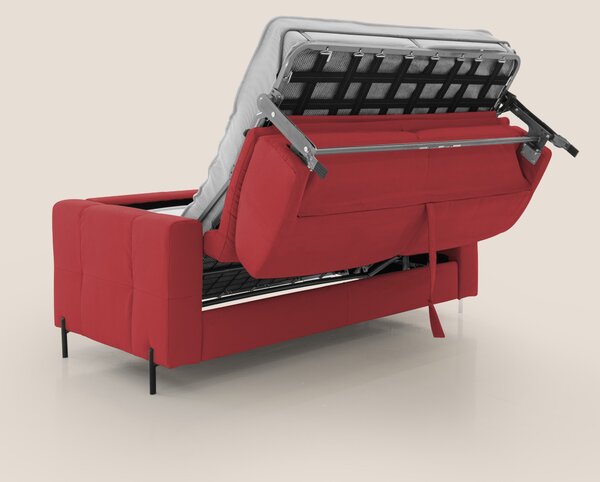 Ortensia divano letto materasso H18 cm con piedi alti in elegante micr