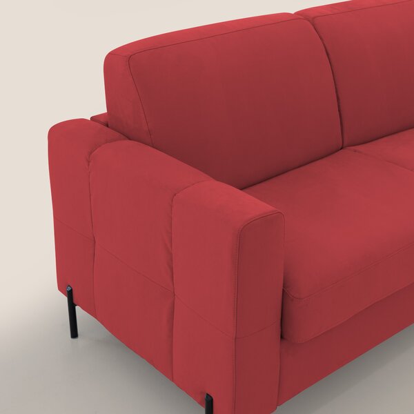 Ortensia divano letto materasso H18 cm con piedi alti in elegante micr