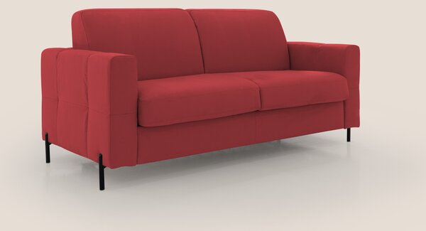 Ortensia divano letto materasso H18 cm con piedi alti in elegante micr