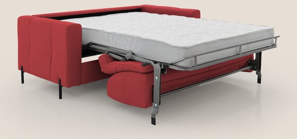 Ortensia divano letto materasso H18 cm con piedi alti in elegante micr