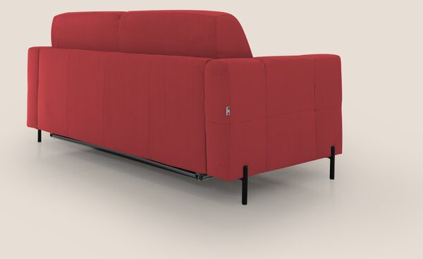 Ortensia divano letto materasso H18 cm con piedi alti in elegante micr