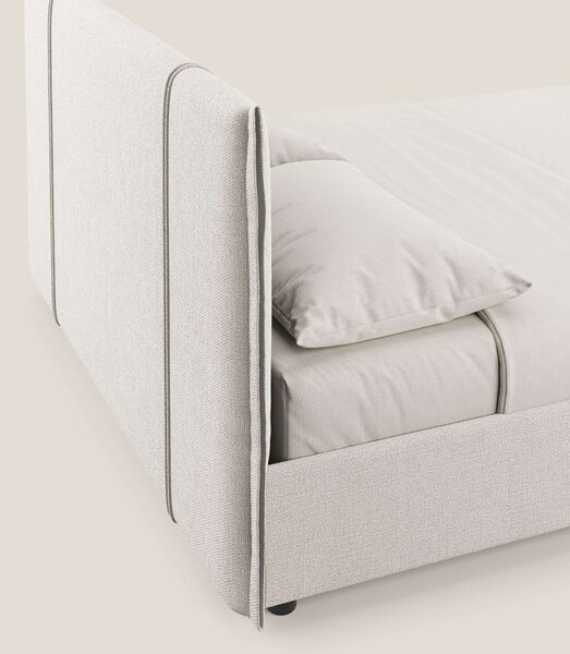Alicia letto imbottito con vano contenitore in tessuto impermeabile T1