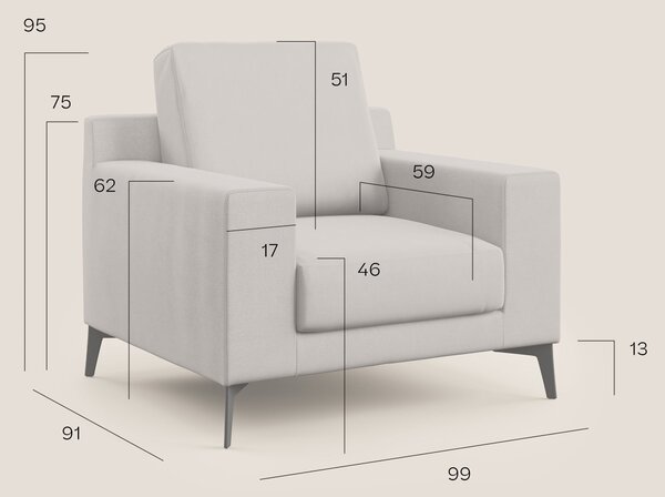Prestige poltroncina moderna in microfibra smacchiabile T11 panna