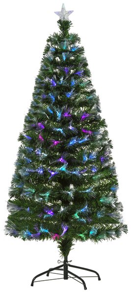 HomCom Albero di Natale 150cm in Fibre Ottiche Foltissimo con 180 Luci a LED - Verde