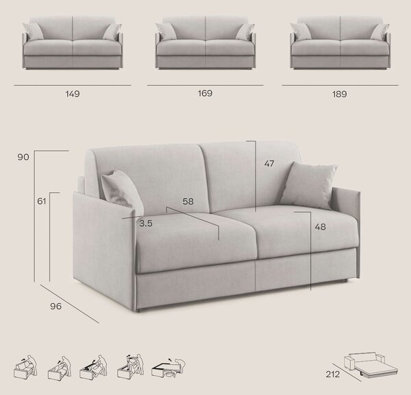 Evans Divano letto matrimoniale in tessuto impermeabile T13 blu