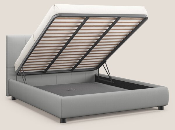 Minato letto imbottito contenitore con testata trapuntata in ecopelle