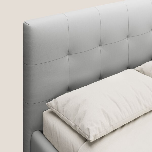 Minato letto imbottito contenitore con testata trapuntata in ecopelle