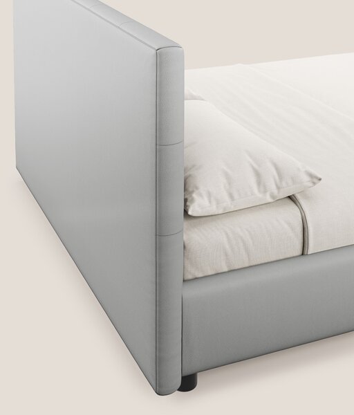Minato letto imbottito contenitore con testata trapuntata in ecopelle