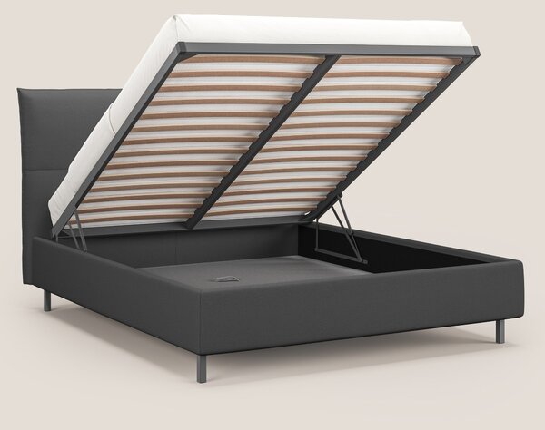 Izumi letto imbottito contenitore con piedi alti in tessuto smacchiabi