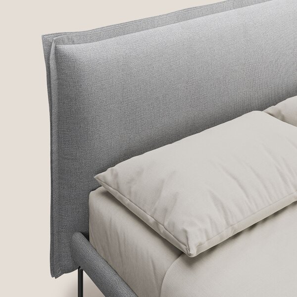 Eric letto imbottito design minimal in morbido tessuto impermeabile T1