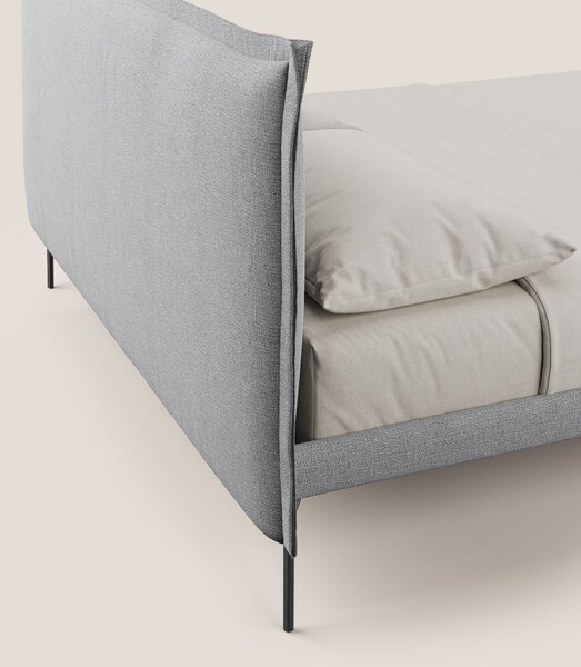 Eric letto imbottito design minimal in morbido tessuto impermeabile T1