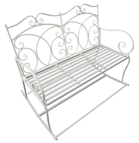 Outsunny Panchina a Dondolo da Giardino stile Shabby in Ferro, Bianco, 102x74.5x78cm