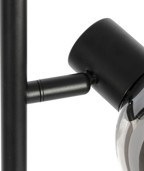 Lampada da terra intelligente nera con vetro fumé incl. 3 Wifi P45 - VIDRO