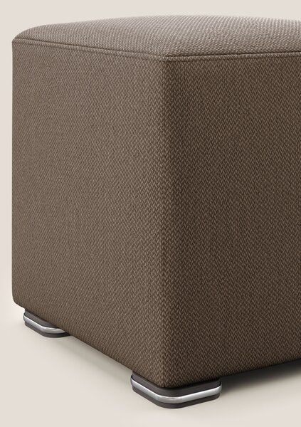 Cube pouf in tessuto morbido smacchiabile T05 marrone