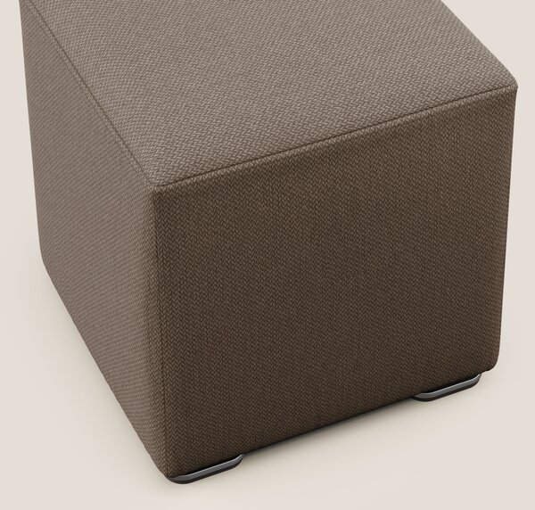 Cube pouf in tessuto morbido smacchiabile T05 marrone