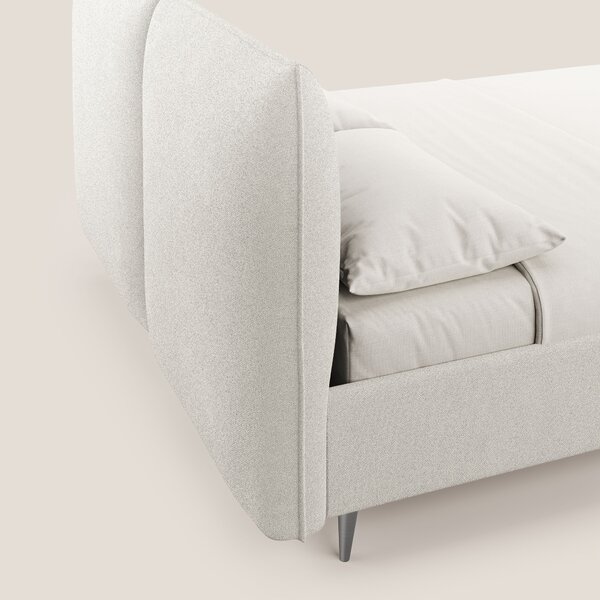 Adone letto imbottito contenitore a doppia pannellatura in bouclet imp