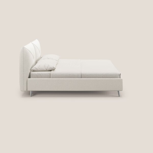 Adone letto imbottito contenitore a doppia pannellatura in bouclet imp