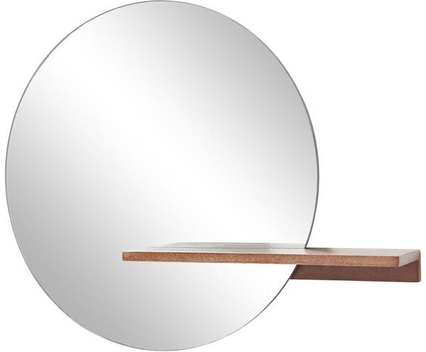 Specchio rotondo da parete con mensola in legno Sandro