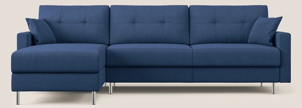 Megan divano letto angolare in microfibra smacchiabile T11 blu