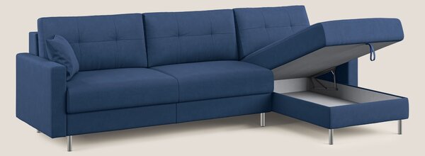 Megan divano letto angolare in microfibra smacchiabile T11 blu
