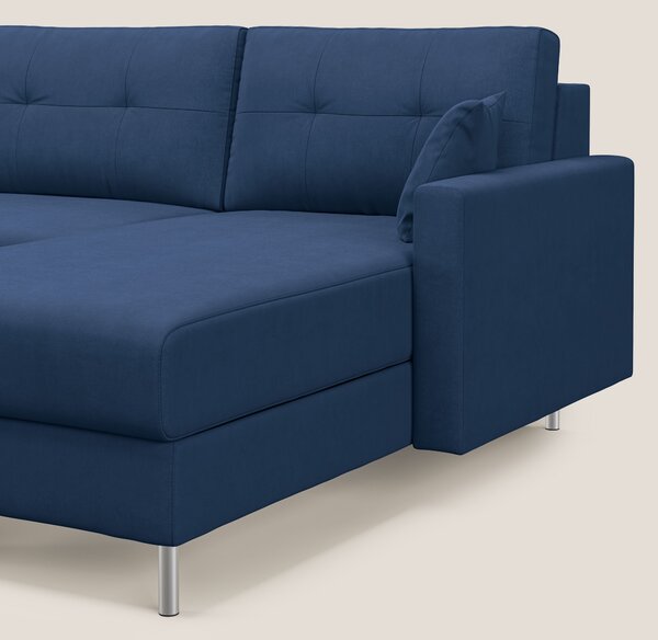 Megan divano letto angolare in microfibra smacchiabile T11 blu