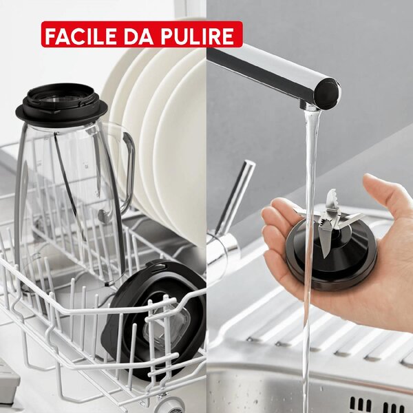 Moulinex Frullatore con Bicchiere Capacit 1,9 L 800 W 2 Velocit + Pulse Caraffa in Vetro colore Nero - Blendforce LM5958F0