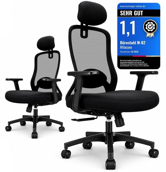 Sedia da ufficio gaming - Ergonomica - Rete - 150 kg - Nero