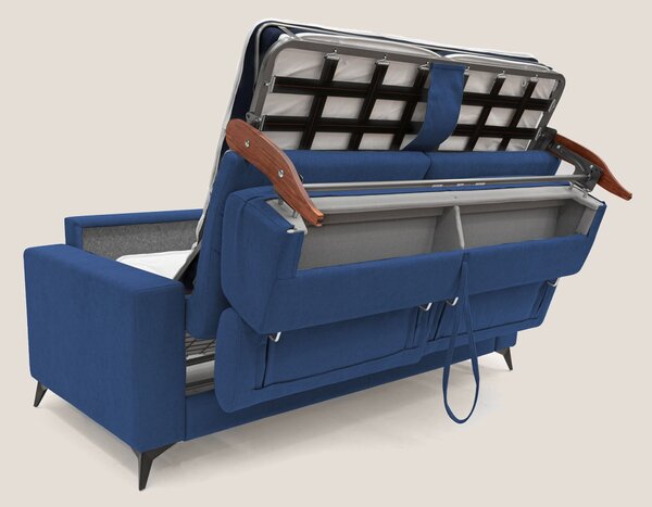 Pegaso divano letto con poggiatesta reclinabili e rivestimento T02 blu