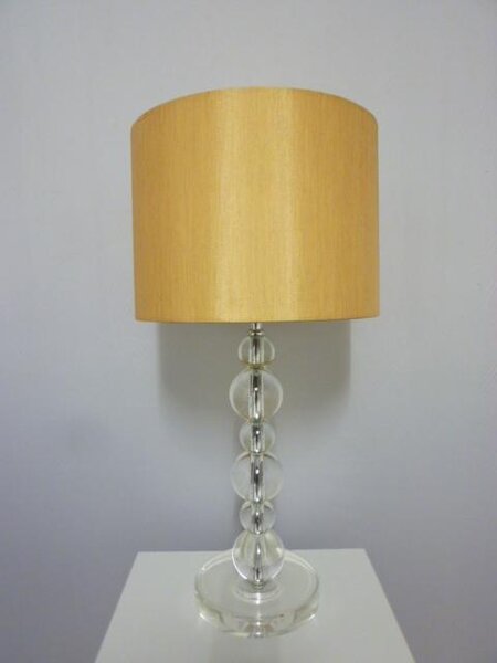 Lampada da tavolo Virag con base in cristallo e paralume in tessuto, lampada da comodino, lampada da tavolo